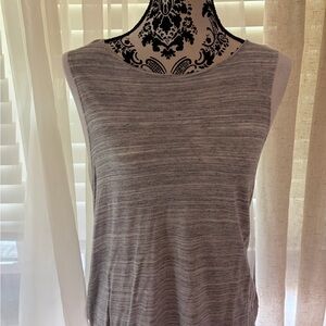 LOFT Heather Gray Striped Sleeveless Knit Tank